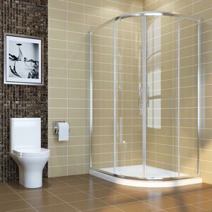 1200 x 800 mm Right Quadrant Shower Enclosure 6mm Sliding Glass Walk in Cubicle Door with Tray + Waste - Elegant