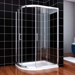 1200 x 800 mm Walk in Left Quadrant Shower Cabin Sliding Shower Cubicle 6mm Glass Shower Enclosure with Tray and Waste Trap - Elegant