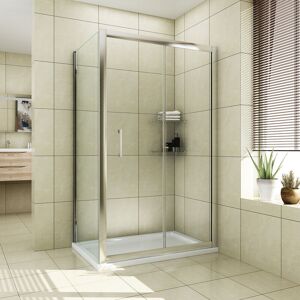 ELEGANT 1200mm Aluminium Framed Shower Cubicle with 700mm Shower Door Panel 8mm Waterproof Glass Shower Enclosure and 1200x700mm Shower Tray and Free Waste