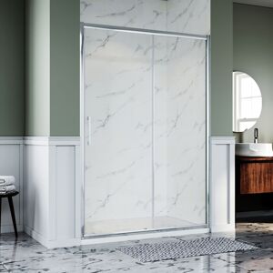 1200mm Bath Door Modern Design Sliding Shower Enclosure 8mm Nano Coated Glass Wet Room with 1200x700mm Anti Slip Shower Tray and Waste Trap - Elegant