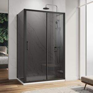 1200mm Black Sliding Wet Room 8mm Aluminium Frame Glass Shower Screen and 900mm Side Glass Panel - Elegant