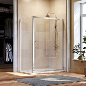 ELEGANT 1200mm Sliding Shower Cubicle Walk in Glass Enclosure 700mm Side Shower Door 8mm Nano Bathroom Cabin with Anti-Slip Shower Base Tray