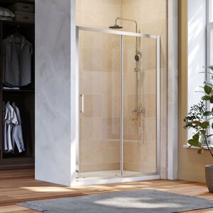 1200mm Sliding Shower Cubicle Walk in Glass Enclosure 8mm Nano Bathroom Cabin with Anti-Slip Shower Base Tray 1200x800mm and Waste Trap - Elegant