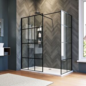 ELEGANT 1200mm Walk in Shower Enclosure 800mm Side Screen Panel Shower Cabin 1700x800mm Shower Base Tray and Waste Tray Include Double Stainless Steel
