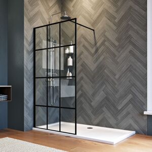 ELEGANT 1200mm Walk in Shower Enclosure Matte Black Framed 8mm Safety Tempered Glass Shower Screen 1700x700mm Shower Base Tray and Free Waste Trap Include a