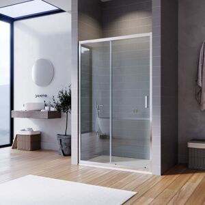 1200x700mm Sliding Glass Shower Enclosure with Slip-Resistance Shower Tray 6mm Safety Glass Panel Bathroom Cubicle Door Reversible - Elegant