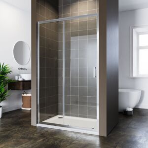 1200x700mm Sliding Shower Door 6mm Safety Tempered Glass Reversible Bathroom Shower Enclosure Cubicle with Tray - Elegant