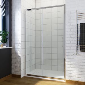 ELEGANT 1500mm Sliding Shower Door Modern Bathroom 8mm Easy Clean Glass Shower Enclosure Cubicle Door + 1500x800mm Anti-Slip Resin Shower Tray