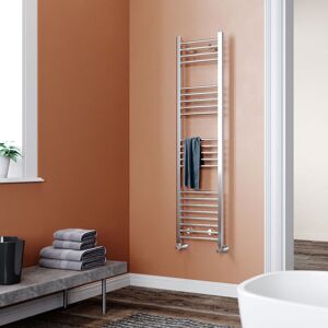 ELEGANT 1600 x 400 mm Chrome Efficient Rads Straight Towel Rail Radiator Bathroom Heated + Anthracite Thermostatic Radiator Valves