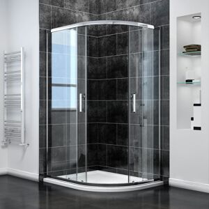 6mm Easy Clean Safety Tempered Glass 1000x800mm Sliding Corner Entry Right Quadrant Shower Enclosure with Tray and Waste Trap - Elegant