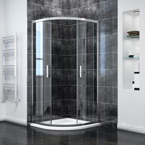 6mm Easy Clean Safety Tempered Glass 800x800mm Sliding Corner Entry Quadrant Shower Enclosure with Tray and Waste Trap - Elegant
