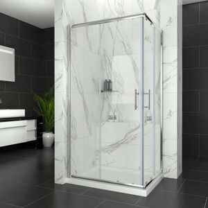 ELEGANT 6mm Safety Tempered Glass 1000 x 700 mm Sliding Corner Entry Shower Enclosure with Tray