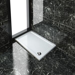 1200 x 700 x 40 mm Rectangular Low Profile Shower Tray White Shower Base Tray for Shower Enclosure Bathroom with Waste Trap - Elegant