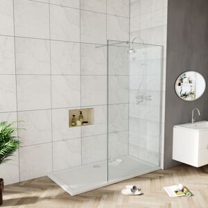 760mm Walk in Shower Cabin 6mm Tempered Glass Panel Shower Enclosure with 1200x800mm Shower Tray and 90mm Free Waste Trap - Elegant