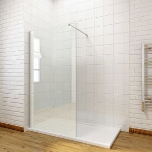 760mm Walk in Shower Enclosure 8mm Easy Clean Glass Wet Room Shower Screen Panel with 1200x700mm Shower Tray + Waste - Elegant
