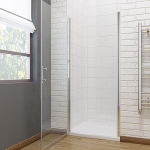 ELEGANT 800mm Pivot Hinge Shower Enclosure 6mm Safety Tempered Glass Reversible Wet Room Shower Cabin with 1200x800mm Shower Tray and Waste Trap