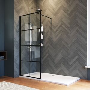 ELEGANT 800mm Walk in Shower Door Wet Room, Reversible Shower Screen Panel 8mm Safety Glass, Matte Black Walkin Shower Enclosure Cubicle with