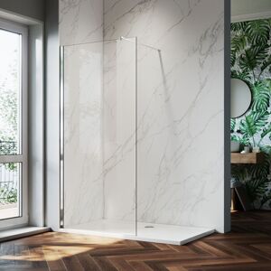 8mm Nano Easy Clean Shower Enclosure Glass 760mm Wet Room Shower Screen Door + 1100x900mm Tray + Waste Trap - Elegant