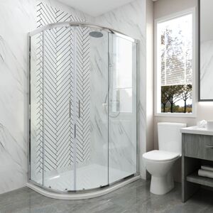 Elegant - 900 x 800 mm Quadrant Shower Enclosure Sliding Door Easy Clean Glass