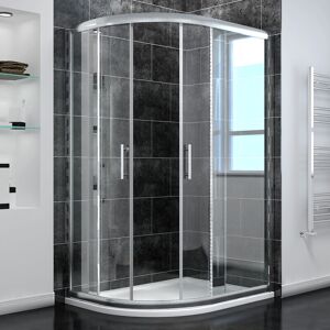 900 x 800 mm Left Quadrant Sliding Screen Waterproof Shower Cabin 6mm Walk in Tempered Glass Wet Room with Tray and Waste Trap - Elegant