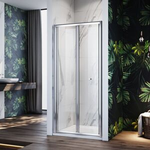 900mm Inwards Opening Folding Shower Cubicle + 760mm Side Shower Screen 5mm Safety Glass Saving Space Bi Fold Shower Door - Elegant