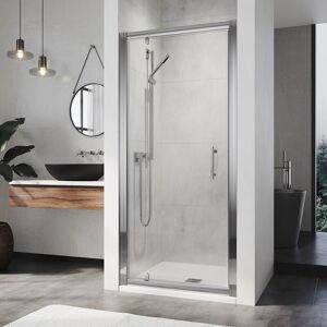 900mm Pivot Hinge Shower Door with 900x900mm Rectangular smc Tray and Waste Trap - Elegant