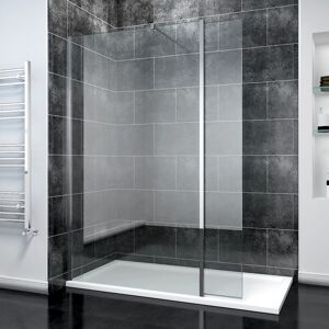 900mm Walk In Wetroom Shower Enclosure Panel 8mm Easy Clean Glass Screen with 1500 x 800mm Shower Tray and 300mm Flipper Panel - Elegant