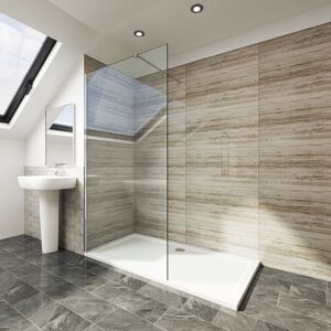 900x1850 Walk-In 6mm Glass Shower Screen + 1200 x 700mm Shower Tray + Waste - Elegant