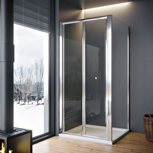 900x1850mm Bi-Fold Shower Enclosure and 760x1850mm Side Glass Panel 5mm Safety Tempered Glass Folding Wet Room Bath Door - Elegant
