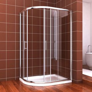 900x800mm Left Quadrant Sliding Shower Cabin Bathroom Corner Shower Cubicle 6mm Easy Clean Shower Door with Tray and Waste Trap - Elegant