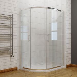 900x800mm Quadrant Wet Room Shower Screen with 900x800mm Left Shower Tray and Waste Trap 6mm Nano Easy Clean Glass Shower Cabin - Elegant