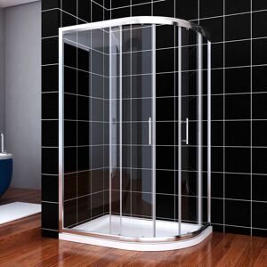 900x800mm Right Quadrant Shower Screen Walk in Corner Wet Room 6mm Tempered Glass Door with Tray 900x800mm and Waste Trap - Elegant