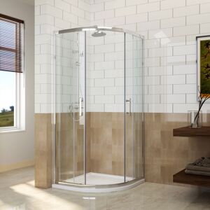 ELEGANT 900x900mm Quadrant Shower Enclosure Sliding Shower Screen 6mm Easy Clean Safety Tempered Glass with Tray and Waste Trap