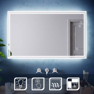 ELEGANT Aluminium Framed LED Illuminated Bathroom Mirror Horizontal Vertical Bathroom Mirror 1000x600mm with Demister Pad