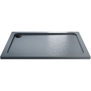 Anti-Slip Rectangular Stone Shower Tray Gray with Free Waste 1200 x 900 x 40mm - Elegant