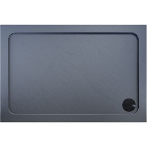 Anti-Slip Rectangular Stone Shower Tray Gray with Free Waste 1000 x 700 x 40mm - Elegant