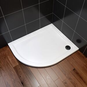 ELEGANT Bathroom Quadrant Shower Tray 900 x 800 x 40 mm Left Slimline Stone Resin with Waste Trap
