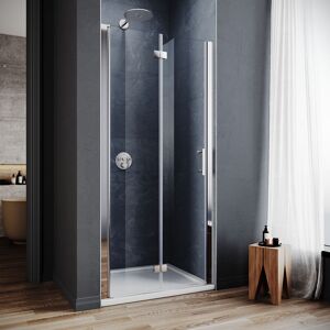900mm Bi-Fold Shower Door Glass Shower Enclosure Reversible Folding Cubicle Door with Rectangular smc Tray and Waste Trap - Elegant