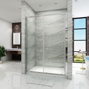 ELEGANT 1500x900mm, 6mm Tempered Glass, Aluminium Frame, Sliding Shower Door Modern Bathroom with smc Tray + Waste Trap
