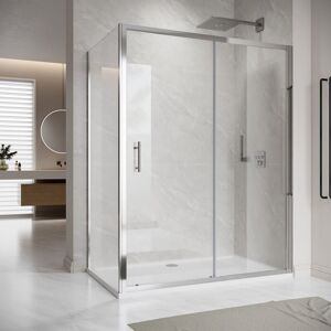 ELEGANT 1200x900mm, 8mm Easy Clean Glass, Dual Aluminium frame, Sliding Shower Door Modern Bathroom with 900mm Side Panel, SMC Tray + Waste Trap