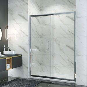 ELEGANT 1500x900mm, 8mm Easy Clean Glass, Dual Aluminium frame, Sliding Shower Door Modern Bathroom with smc Tray + Waste Trap