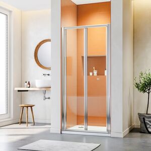 Bifold Shower Enclosure Reversible Folding Glass Inwards Opening and Space Saving Design Shower Cubicle Door 900mm - Elegant