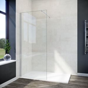 Frameless 760mm Walk in Shower Screen Cabin + Shower Tray Slate Effect 1200x700mm + Free Trap Shower Enclosure - Elegant
