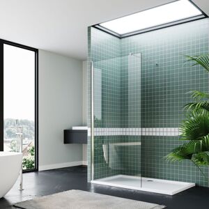Frameless Shower Cabin 1200mm Walk in Shower Door Screen Wet Room with 1500x900mm Tray and Waste Trap Cover - Elegant