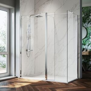 Frameless Shower Enclosure 1200mm Shower Door 300mm Flipper Screen 760mm Side Panel Walk in Shower Cabin - Elegant