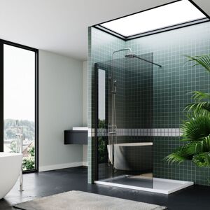 ELEGANT Grey 1000mm Walk in Shower Cabin Wet Room 8mm Easy Clean Shower Screen + Shower Base Tray 1600x800mm +Free Waste Trap Include a Stainless Steel