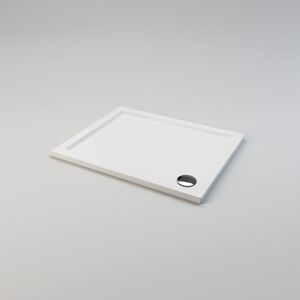 Low Profile Shower Tray Gloss White Slimline Resin Rectangular Shower Base Tray 1000 x 800 x 40 mm with Free Waste Trap - Elegant
