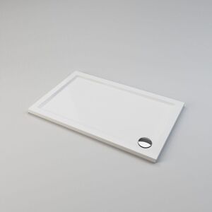 Low Profile Shower Tray Gloss White Slimline Resin Rectangular Shower Base Tray 1200 x 800 x 40 mm with Free Waste Trap - Elegant