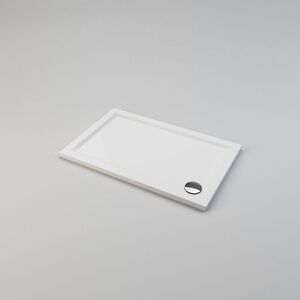 Low Profile Shower Tray Gloss White Slimline Resin Rectangular Shower Base Tray 1200 x 700 x 40 mm with Free Waste Trap - Elegant