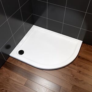 ELEGANT Low Profile Shower Tray White Gloss Shower Base Quadrant Stone Resin Right Corner Shower Tray for Shower Enclosure 1000 x 800 x 40 mm with Free Waste